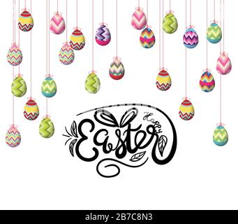 Easter frame with easter eggs hand drawn Stock Vector