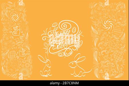 Easter frame with easter eggs hand drawn Stock Vector
