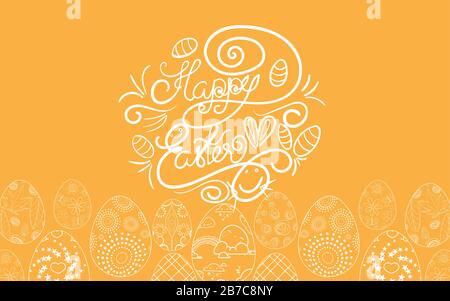 Easter frame with easter eggs hand drawn Stock Vector