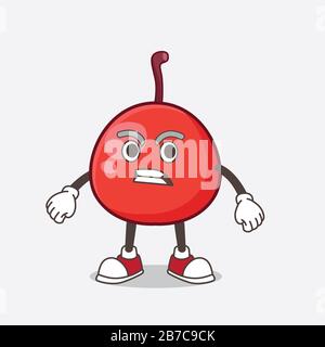 A picture of Red Berry cartoon mascot character with angry face Stock Photo