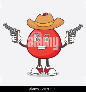 A picture of Red Berry cartoon mascot character holding guns Stock Photo