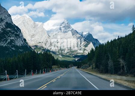View of Mountain Ranges during Road Trip to Banff National Park, Alberta, Canada. arch Stock Photo