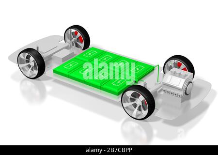 Electric car/ electric vehicle - e-mobility concept. 3D rendering Stock Photo