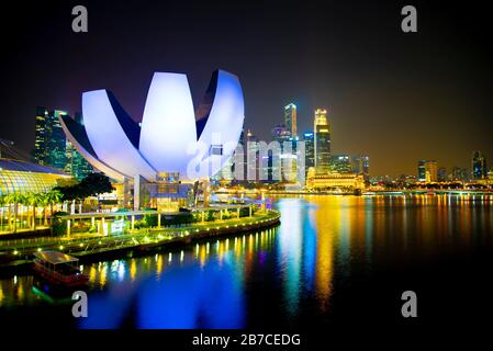 Singapore City, Singapore - April 10, 2019: ArtScience Museum located in Marina Bay Stock Photo