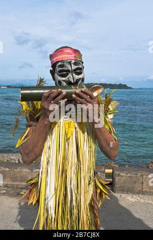 dh Port PNG native welcome WEWAK PAPUA NEW GUINEA Traditional flute welcoming music visitors people tourism tribal dress culture Stock Photo