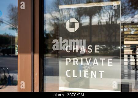 Santa Clara, USA. 24th Feb, 2020. Chase Private Client signage seen at a branch of JPMorgan Chase Bank. Credit: Alex Tai/SOPA Images/ZUMA Wire/Alamy Live News Stock Photo