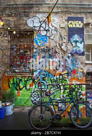 A colourfull wall at Hackescher Markt. Stock Photo