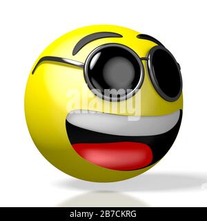 Emoticon wearing sunglasses - 3D rendering Stock Photo