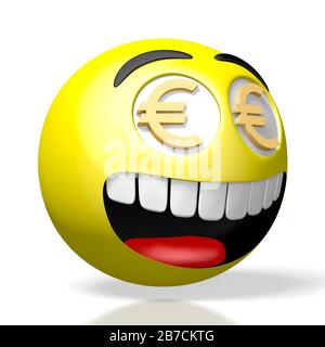 Emoticon with euro signs - 3D rendering Stock Photo