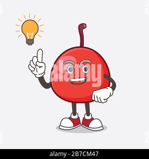 A picture of Red Berry cartoon mascot character get an idea Stock Photo