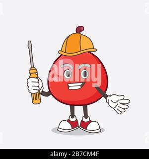 A picture of Red Berry cartoon mascot character as smart technician Stock Photo