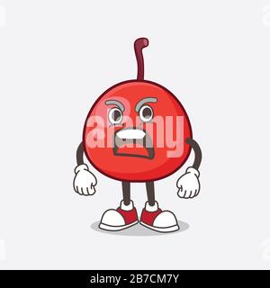 A picture of Red Berry cartoon mascot character with angry face Stock Photo