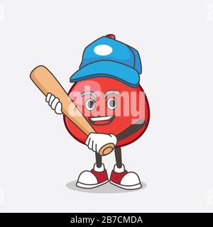 A picture of Red Berry cartoon mascot character playing baseball Stock Photo