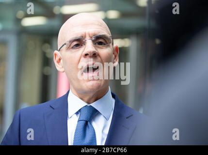 London, UK. 15th Mar, 2020. Raffaele Trombetta, Italian Ambassador to London, at the BBC Studios in Central London. Credit: Tommy London/Alamy Live News Stock Photo