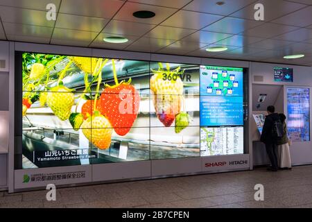 Digital signage, Shinjuku station, Shinjuku-Ku, Tokyo, Japan Stock Photo