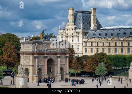 Arc de Triomphe du Carrousel in front of the Louvre Museum in Paris, France, Europe