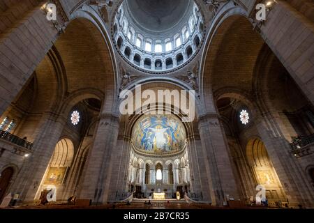 Basilique du Sacre Coeur aka Basilica of the Sacred Heart of Paris in Paris, France, Europe Stock Photo