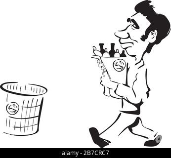 man throwing garbage Stock Vector