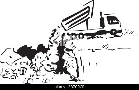waste disposal to a landfill Stock Vector