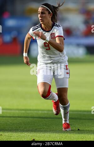 Spanish foreward Marta Cardona (9) defends against England during the SheBelieves Cup in an international friendly women's soccer match, Wednesday, Mar. 11, 2020, in Frisco, Texas, USA. (Photo by IOS/Espa-Images) Stock Photo