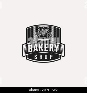 pancake, vintage bakery logo Ideas. Inspiration logo design. Template Vector Illustration. Isolated On White Background Stock Vector