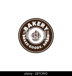 cupcake, vintage bakery logo Ideas. Inspiration logo design. Template Vector Illustration. Isolated On White Background Stock Vector