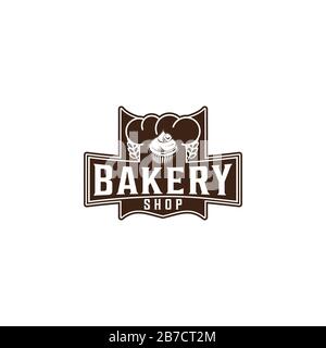 cupcake, vintage bakery logo Ideas. Inspiration logo design. Template Vector Illustration. Isolated On White Background Stock Vector