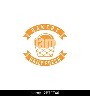 cupcake, vintage bakery logo Ideas. Inspiration logo design. Template Vector Illustration. Isolated On White Background Stock Vector