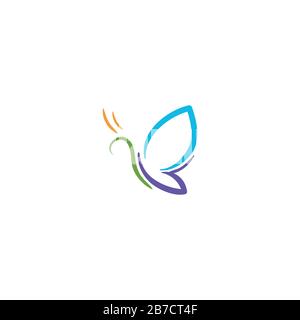 Colorful butterfly logo Ideas. Inspiration logo design. Template Vector Illustration. Isolated On White Background. Stock Vector