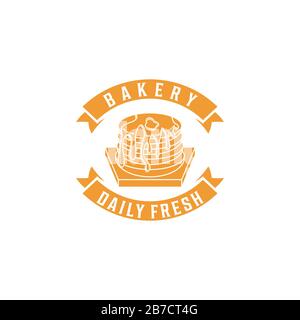 pancake, vintage bakery logo Ideas. Inspiration logo design. Template Vector Illustration. Isolated On White Background Stock Vector