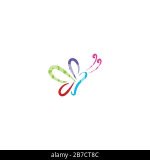 Colorful butterfly logo Ideas. Inspiration logo design. Template Vector Illustration. Isolated On White Background. Stock Vector