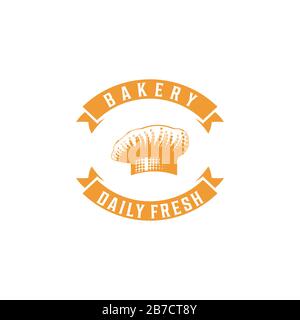 chef hat, vintage bakery logo Ideas. Inspiration logo design. Template Vector Illustration. Isolated On White Background Stock Vector