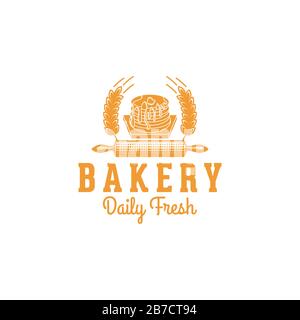 pancake, vintage bakery logo Ideas. Inspiration logo design. Template Vector Illustration. Isolated On White Background Stock Vector