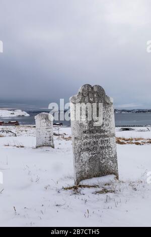 Cemetery at All Saints Anglican Church in English Harbour, Newfoundland, Canada Stock Photo