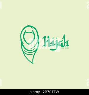 hijab logo with text space for your slogan / tag line, logo Ideas. Inspiration logo design. Template Vector Illustration. Isolated On White Background Stock Vector