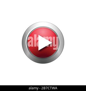 red play button, circle style. Vector Illustration Stock Vector