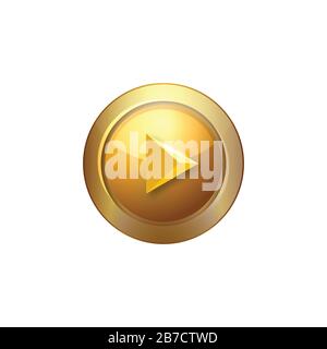 golden play button icon, symbol, logo designs, vector illustration Stock Vector