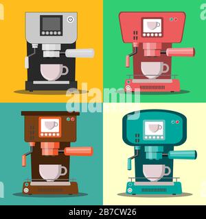 prepare coffee machine for make coffee by barista Stock Vector