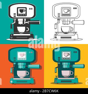 prepare coffee machine for make coffee by barista Stock Vector
