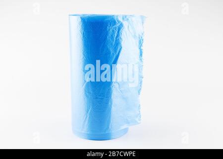 big roll of trash bags isolated on white background Stock Photo