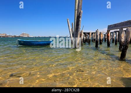 Derelict wooden jetty at Provincetown Cape Cod Stock Photo