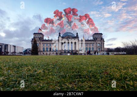 Berlin, Germany. 05th Mar, 2020. Corona virus at the German Bundestag in the government district (using a CDC corona graphic released under Public Domain) Credit: Geisler-Fotopress GmbH/Alamy Live News Stock Photo