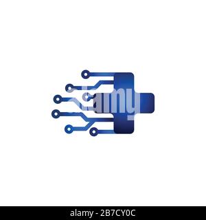 Digital Medical, cross / plus icon. Healthcare logo Ideas. Inspiration logo design. Template Vector Illustration. Isolated On White Background Stock Vector