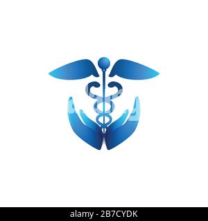 Caduceus health symbol Asclepius's Wand logo Ideas. Inspiration logo design. Template Vector Illustration. Isolated On White Background Stock Vector