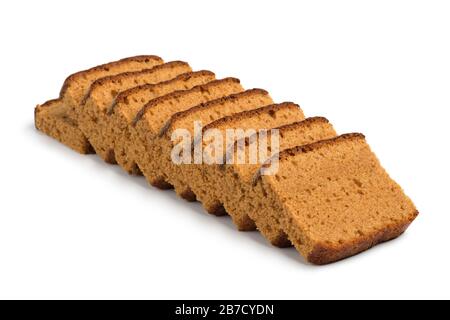 Slices of traditional dutch breakfast cake isolated on white background Stock Photo