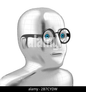 3D robot wearing glasses Stock Photo