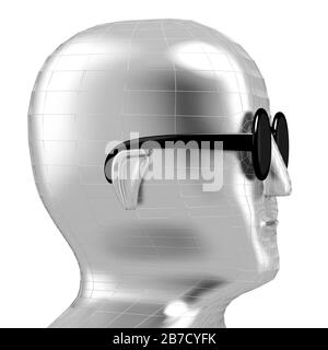 3D robot wearing sunglasses Stock Photo
