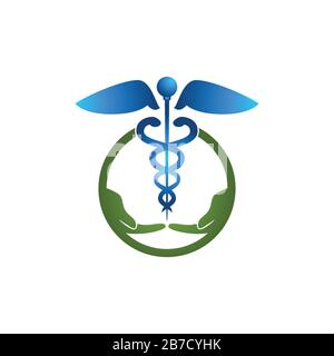 Caduceus health symbol Asclepius's Wand logo Ideas. Inspiration logo design. Template Vector Illustration. Isolated On White Background Stock Vector