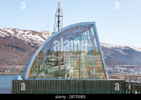 Museums in Tromso, Norway. with MS Polsjarna an old fishing boat Stock Photo