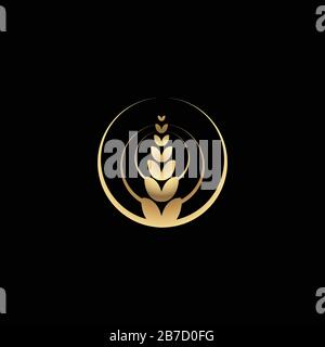 Wheat rice agriculture logo Ideas. Inspiration logo design. Template Vector Illustration. Isolated On black Background Stock Vector